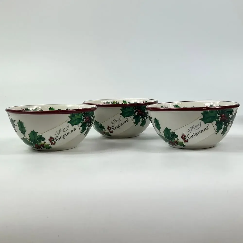 Williams Sonoma 2012 Vintage Postcard Condiment Serving Bowls Set of 3 With Box